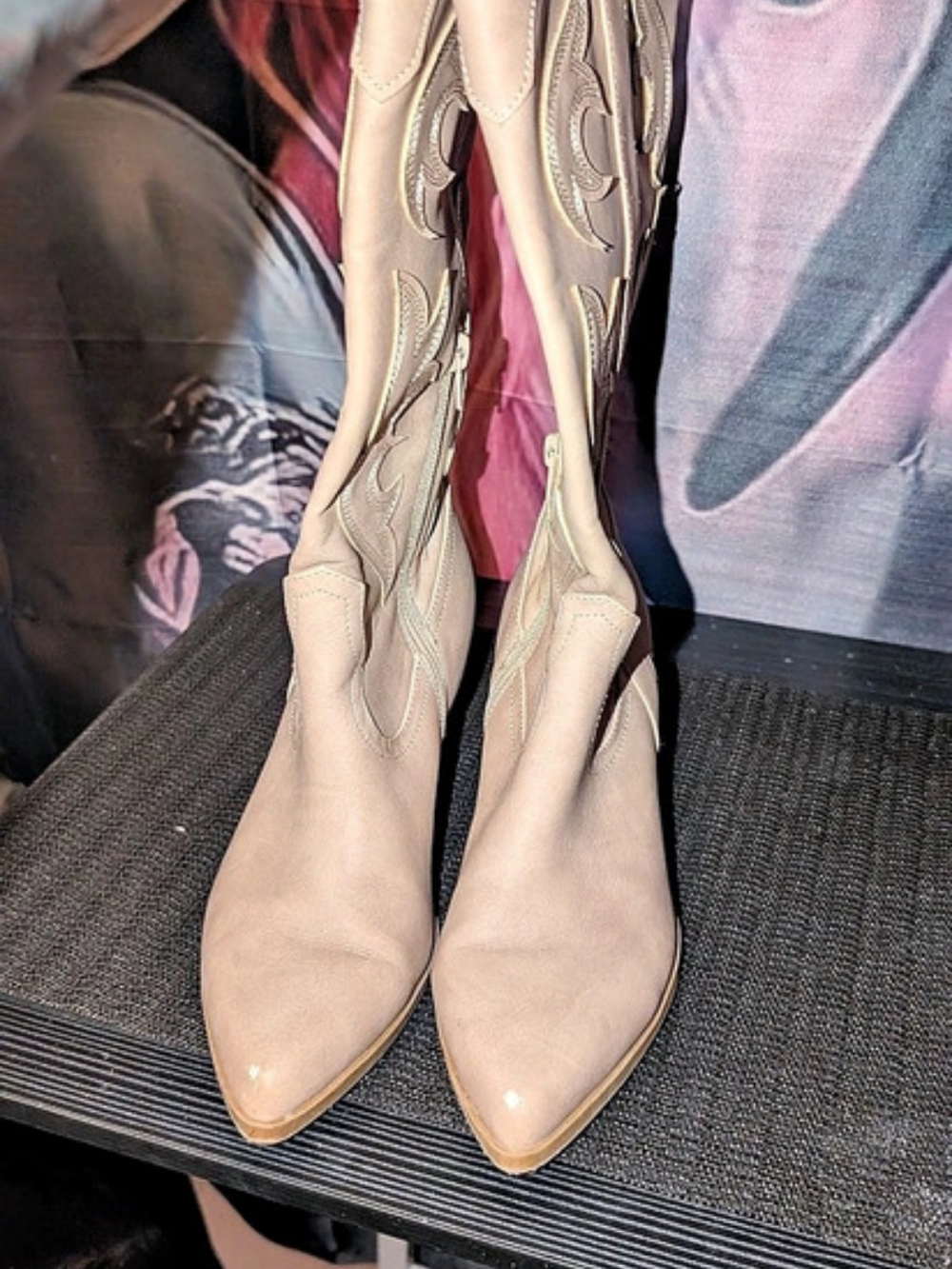 Ariat Karman Western Embroidered Heeled Boots Beige Size US 8